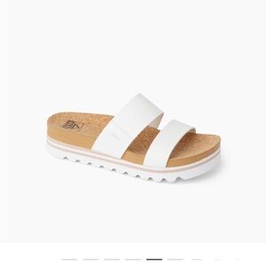 Reef Sandals Size 8 Vista Hi Platform Slide White and Cork